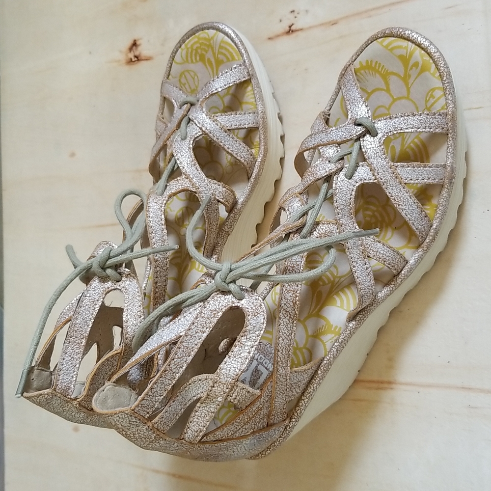 Fly London Yuke Strappy Wedge Sandals. Size 37